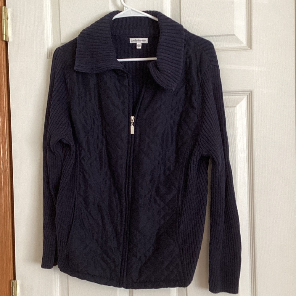 Croft & Barrow Dark Blue Textured Sweater Jacket